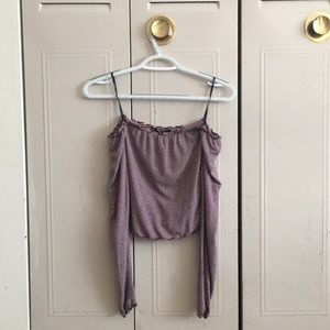 Long Sleeve Striped Maroon Top